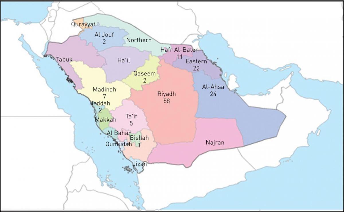 Kort over al ahsa Saudi-Arabien