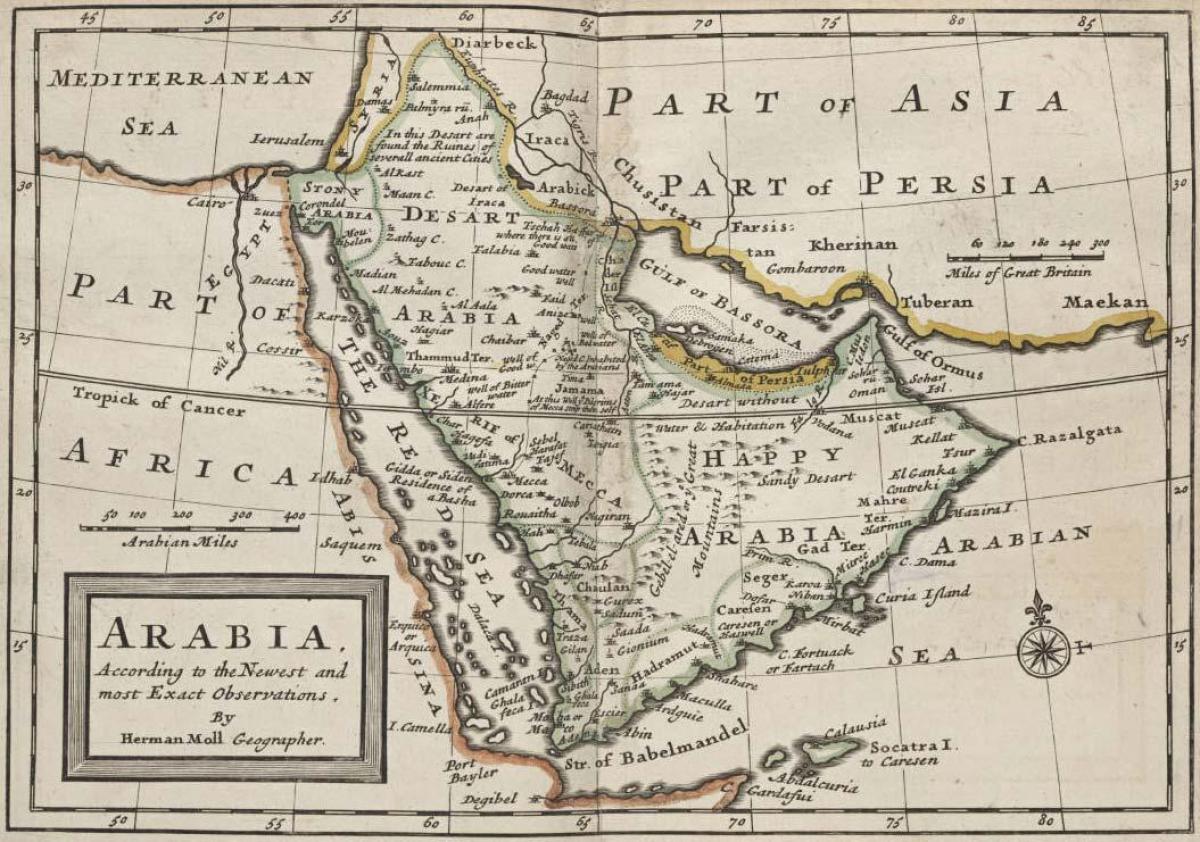 Kort over det gamle Saudi-Arabien