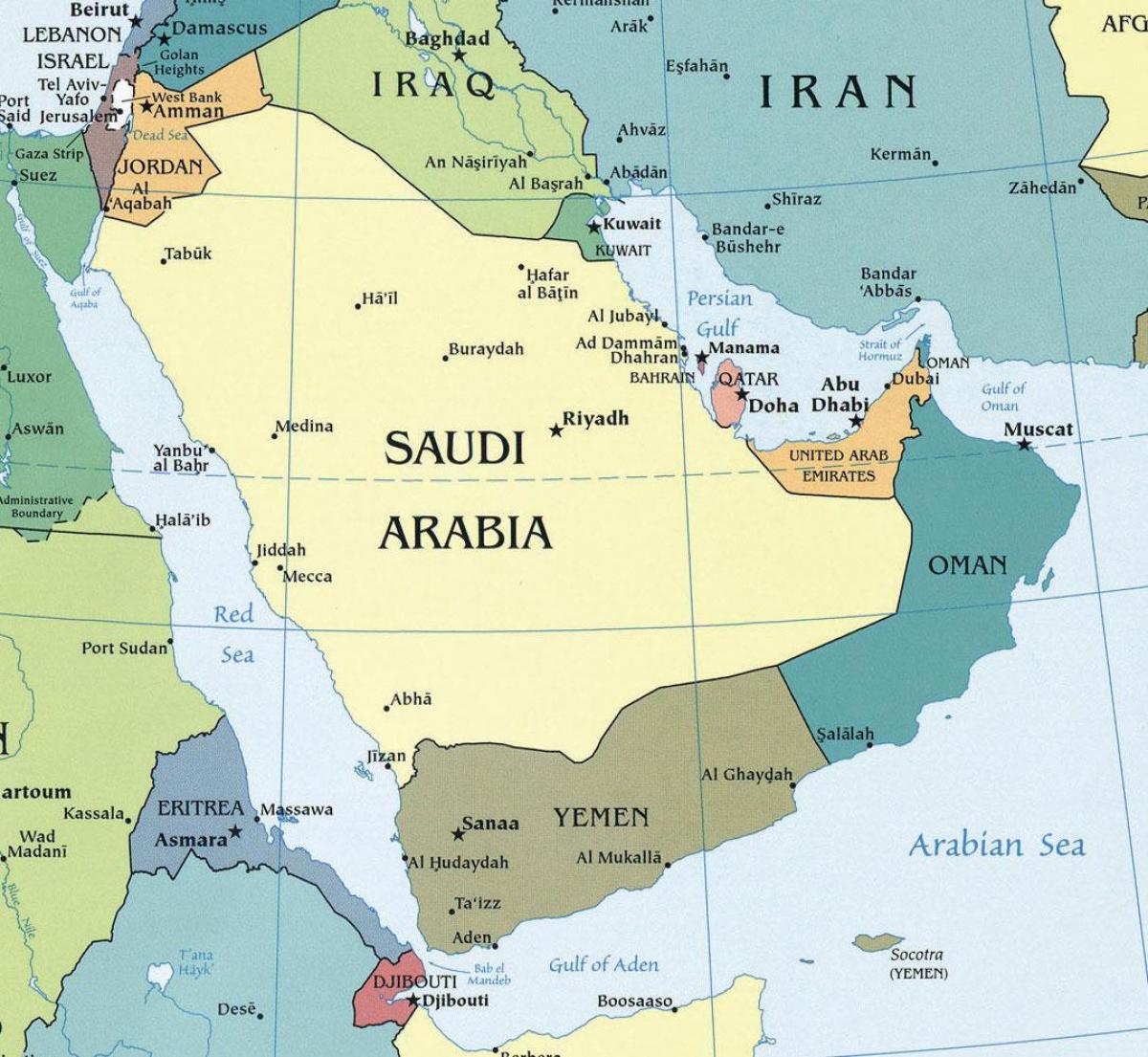 Kort Saudi-Arabien placering