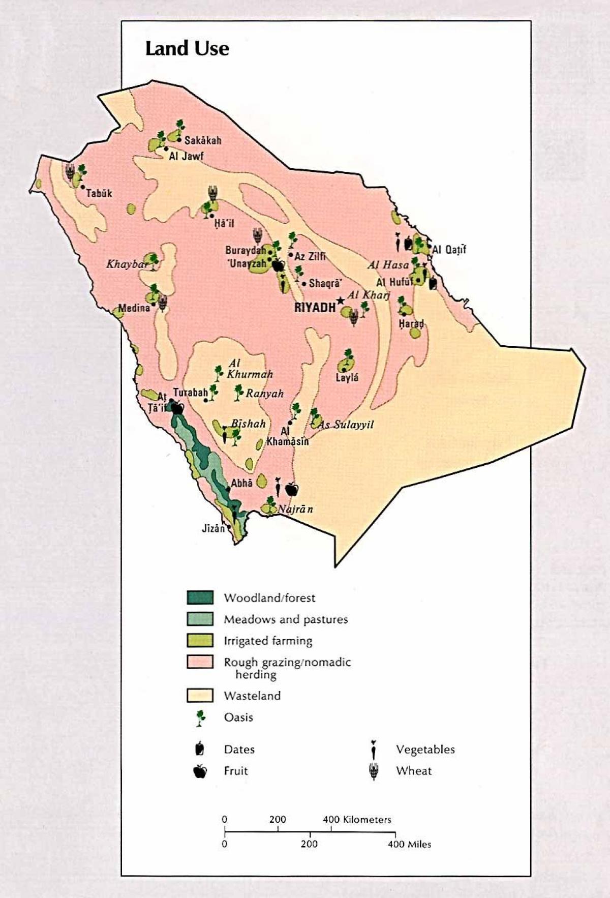 Kort Saudi-Arabien naturlige ressourcer