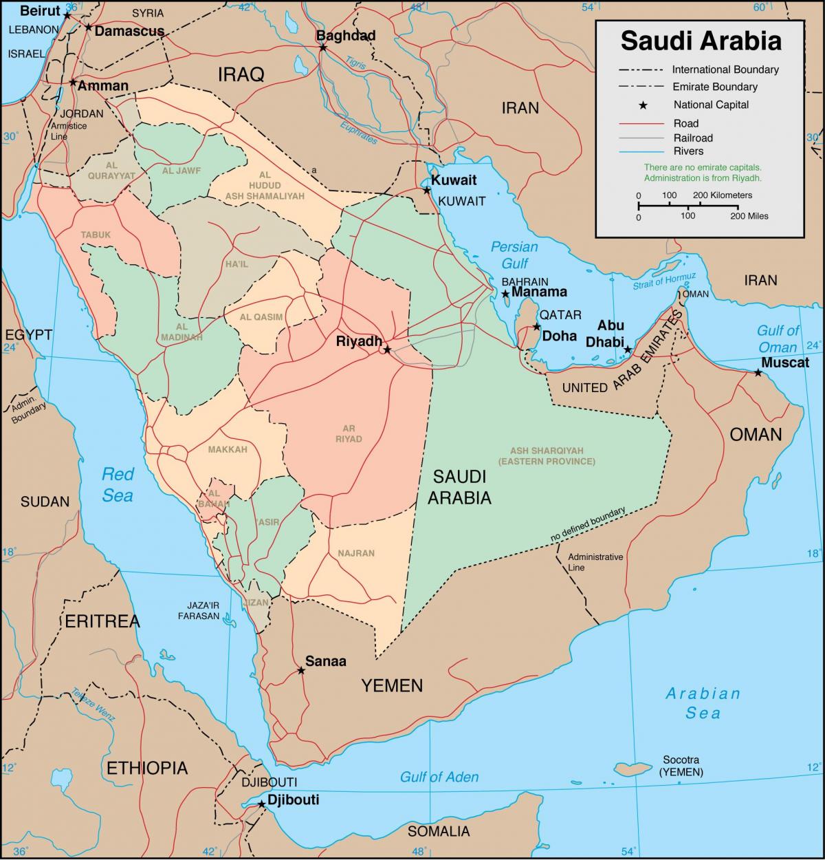 Saudi-Arabien regioner kort