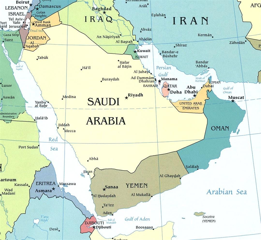 Kort Saudi-Arabiske halvø