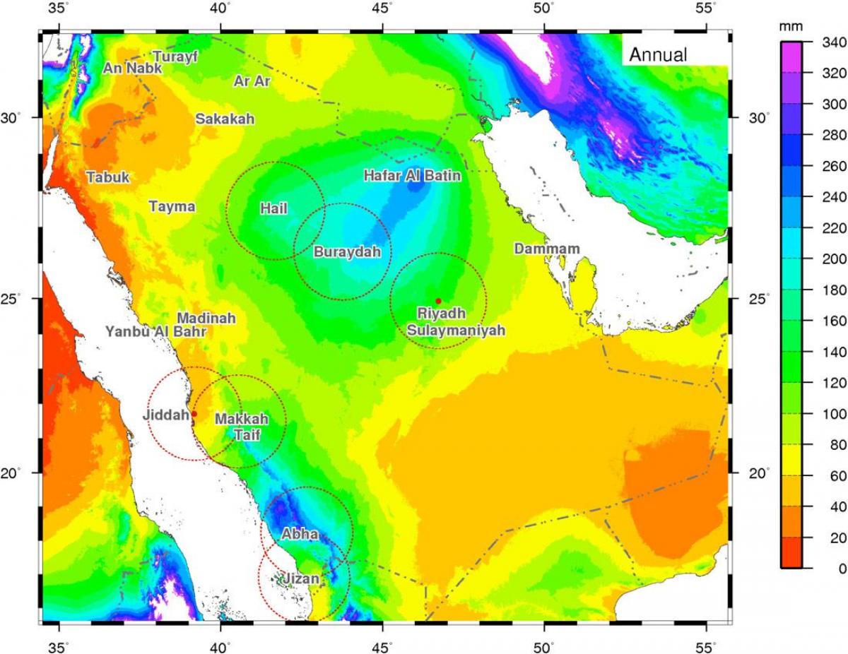 Kort Saudi-Arabien klima
