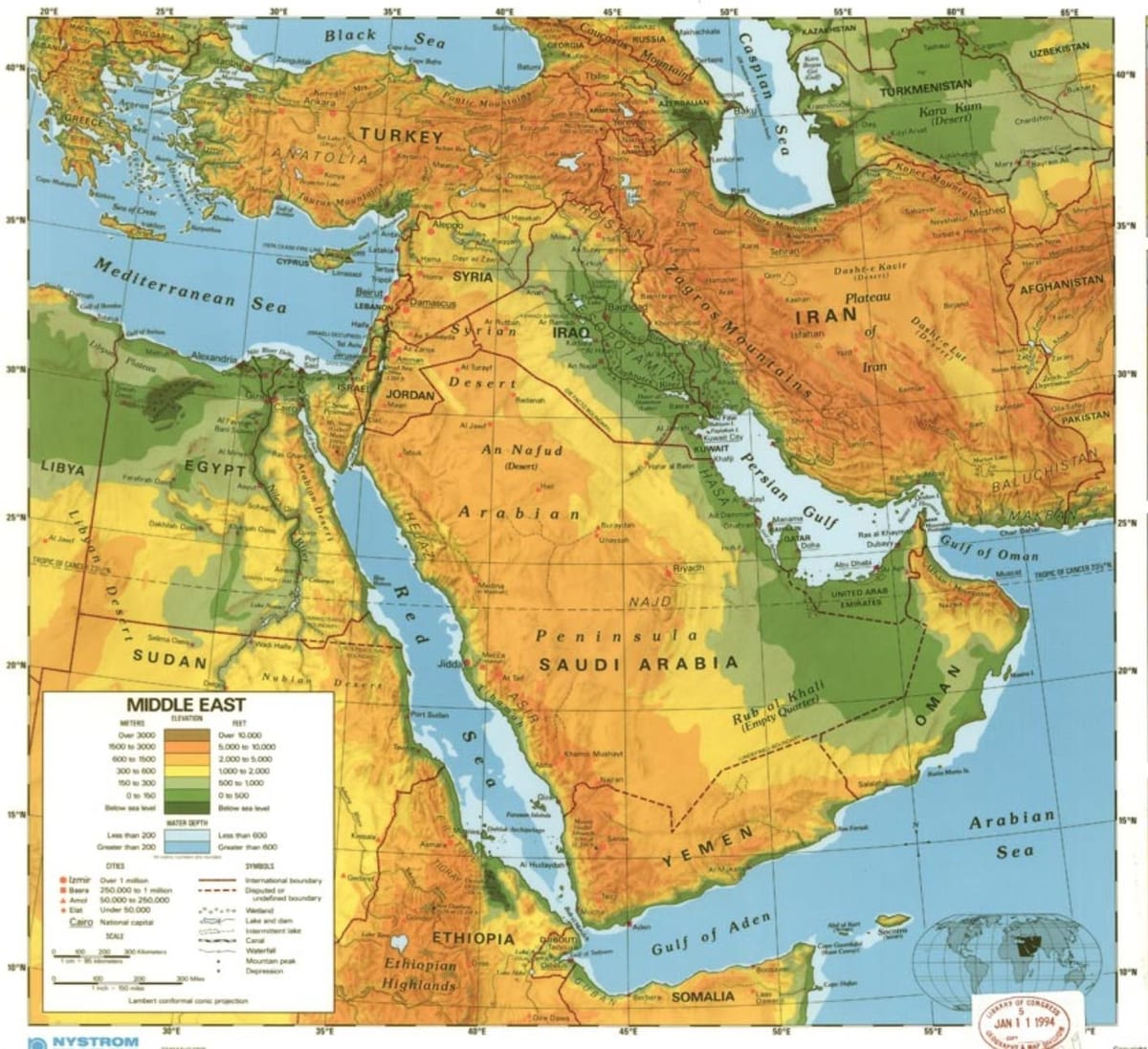 Kort Saudi-Arabiens ørken