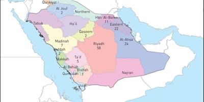 Kort over al ahsa Saudi-Arabien