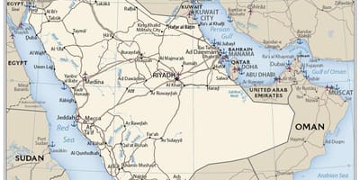 Kort over dhahran i Saudi-Arabien 