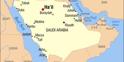 Kort over hagl Saudi-Arabien