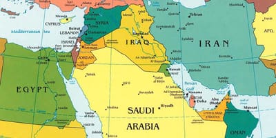 Kort Saudi-Arabien og omliggende lande