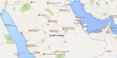 Saudi-Arabien lufthavne kort