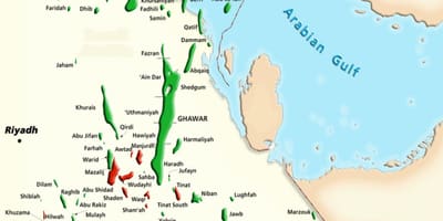Kort over manifa Saudi-Arabien