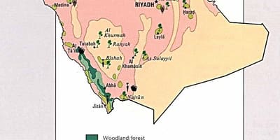 Kort Saudi-Arabien naturlige ressourcer
