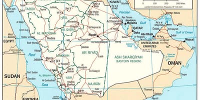 Kort Saudi-Arabien rute