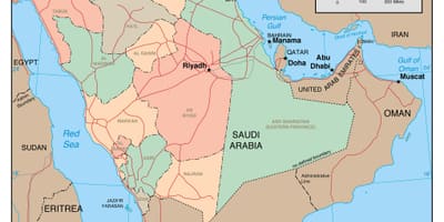 Kort Saudi-Arabien stater